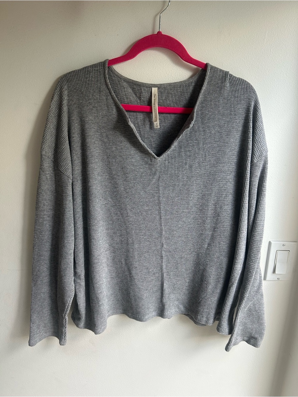 The Group by Babaton gray waffle-knit thermal long-sleeve top. Size 1x
